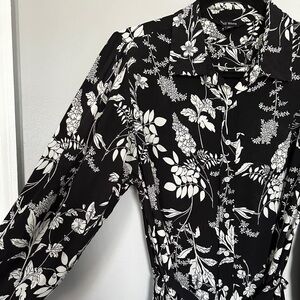 Floral Black and White Dress